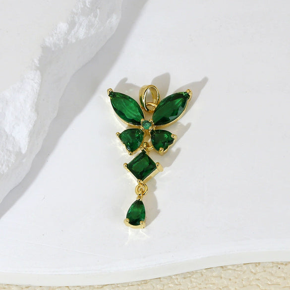 Wholesale Jewelry Copper Micropaved Cartoon Animal Zodiac Tassel Butterfly Pendant Necklace And Earrings Accessories