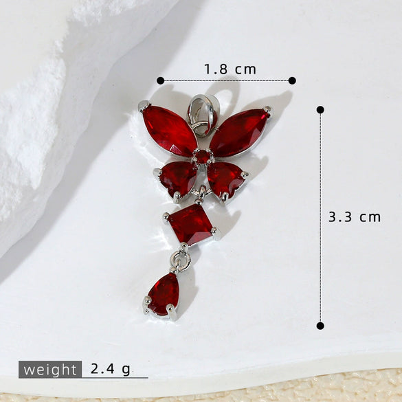 Wholesale Jewelry Copper Micropaved Cartoon Animal Zodiac Tassel Butterfly Pendant Necklace And Earrings Accessories