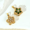 Wholesale Jewelry Copper Micropaved Flower And Leaf Shaped Zircon Pendant Necklace Bracelet Earrings Accessories