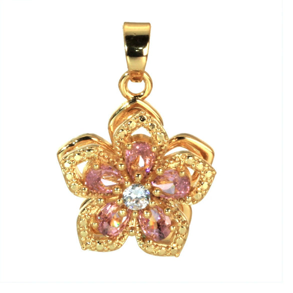 Wholesale Jewelry Copper Micropaved Flower And Leaf Shaped Zircon Pendant Necklace Bracelet Earrings Accessories