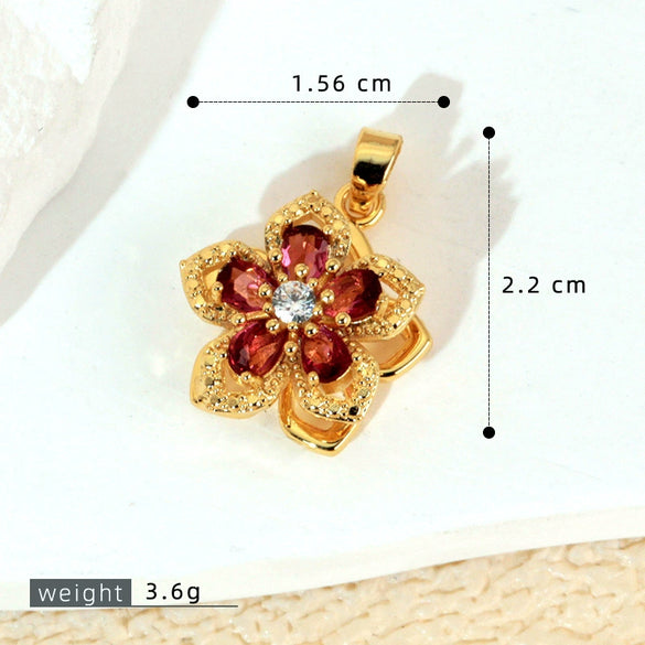 Wholesale Jewelry Copper Micropaved Flower And Leaf Shaped Zircon Pendant Necklace Bracelet Earrings Accessories