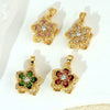 Wholesale Jewelry Copper Micropaved Flower And Leaf Shaped Zircon Pendant Necklace Bracelet Earrings Accessories