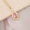 Wholesale Jewelry Copper Micropaved Zircon Rainbow Heart Clavicle Chain With Fashion Leaf Pendant Electroplated