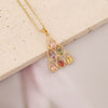 Wholesale Jewelry Copper Micropaved Zircon Rainbow Heart Clavicle Chain With Fashion Leaf Pendant Electroplated