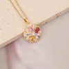 Wholesale Jewelry Copper Micropaved Zircon Rainbow Heart Clavicle Chain With Fashion Leaf Pendant Electroplated