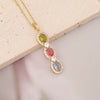 Wholesale Jewelry Copper Micropaved Zircon Rainbow Heart Clavicle Chain With Fashion Leaf Pendant Electroplated