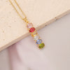 Wholesale Jewelry Copper Micropaved Zircon Rainbow Heart Clavicle Chain With Fashion Leaf Pendant Electroplated