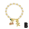 Wholesale Jewelry Copper Minimalist Heart Shape Pendant Pearl Bracelet With Electroplating