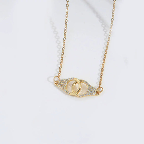 Wholesale Jewelry Copper Mixed Gemstone Inlay Geometric Lip Pendant O Chain Choker Necklace For Women