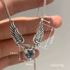 Wholesale Jewelry Copper Mixed Gemstone Inlay Heart Shape Geometric Zirconia Pendant Necklace For Women