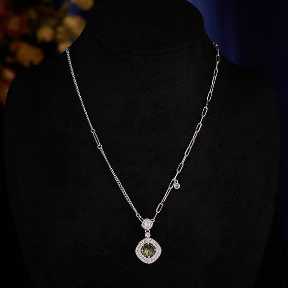 Wholesale Jewelry Copper Mixed Gemstone Setting Zircon Inlay Geometric Square Women's Highgrade Fourpiece Set