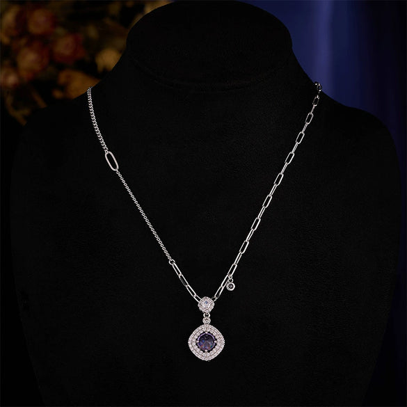 Wholesale Jewelry Copper Mixed Gemstone Setting Zircon Inlay Geometric Square Women's Highgrade Fourpiece Set