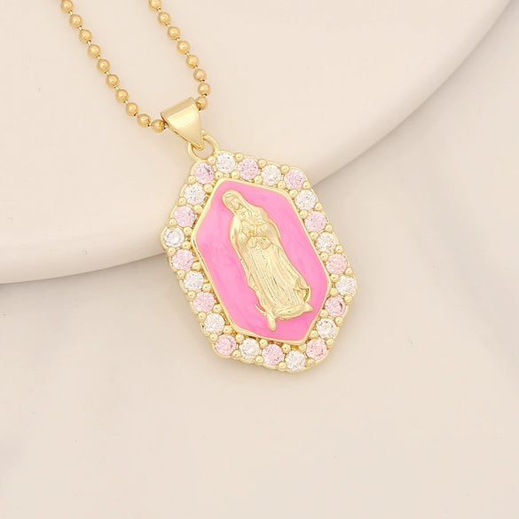 Wholesale Jewelry Copper Multicolor Lady Pendant With Micro Inlaid Zircon And Dripping Oil Design