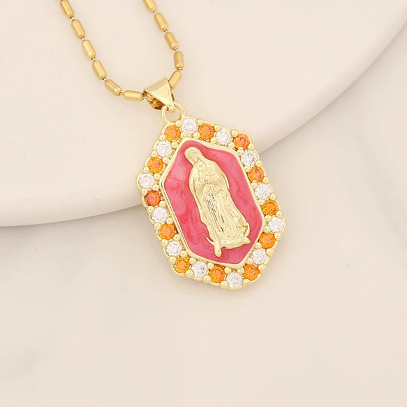 Wholesale Jewelry Copper Multicolor Lady Pendant With Micro Inlaid Zircon And Dripping Oil Design