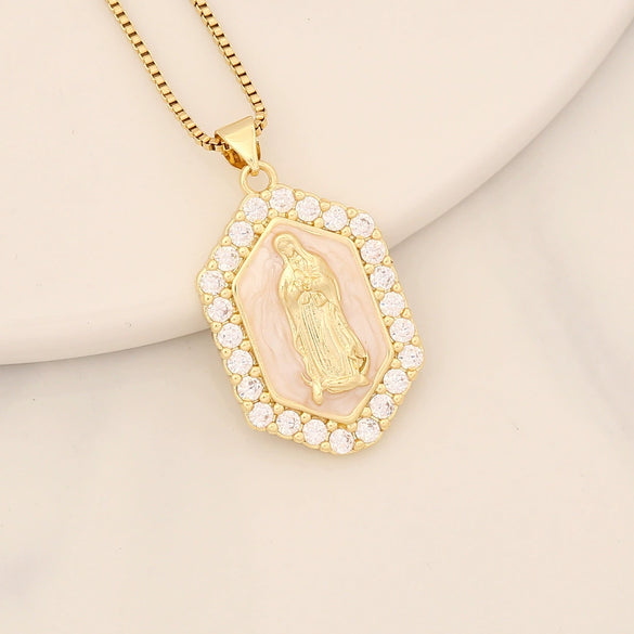 Wholesale Jewelry Copper Multicolor Lady Pendant With Micro Inlaid Zircon And Dripping Oil Design