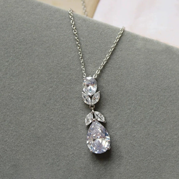 Wholesale Jewelry Copper Natural Plants And Flowers Inlay O Chain Women's Horse Eye Water Drops Necklace Earrings Set
