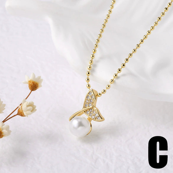 Wholesale Jewelry Copper Ocean Style Animal Zodiac Pendant Necklace With Electroplating