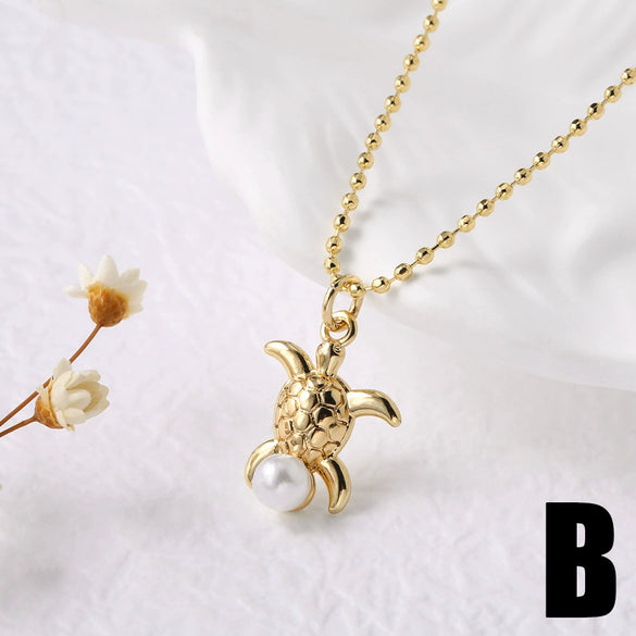 Wholesale Jewelry Copper Ocean Style Animal Zodiac Pendant Necklace With Electroplating