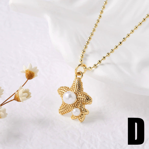 Wholesale Jewelry Copper Ocean Style Animal Zodiac Pendant Necklace With Electroplating