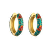 Wholesale Jewelry Copper Pastoral Style Geometric Camellia Flower Cshaped Ear Buckle Oil Dripping Earrings