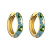 Wholesale Jewelry Copper Pastoral Style Geometric Camellia Flower Cshaped Ear Buckle Oil Dripping Earrings