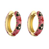 Wholesale Jewelry Copper Pastoral Style Geometric Camellia Flower Cshaped Ear Buckle Oil Dripping Earrings