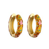 Wholesale Jewelry Copper Pastoral Style Geometric Camellia Flower Cshaped Ear Buckle Oil Dripping Earrings