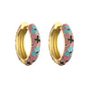 Wholesale Jewelry Copper Pastoral Style Geometric Camellia Flower Cshaped Ear Buckle Oil Dripping Earrings