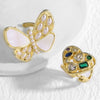 Wholesale Jewelry Copper Pearl Butterfly Heart Geometric Open Ring Electroplating Unisex Simple Animal Style