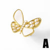 Wholesale Jewelry Copper Pearl Butterfly Heart Geometric Open Ring Electroplating Unisex Simple Animal Style