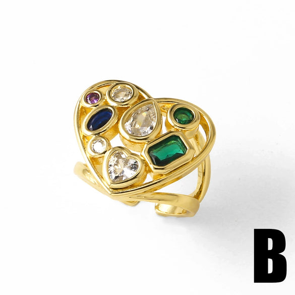 Wholesale Jewelry Copper Pearl Butterfly Heart Geometric Open Ring Electroplating Unisex Simple Animal Style
