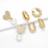 Wholesale Jewelry Copper Pearl Heart Shape Geometric Gold Plated Earrings For Women