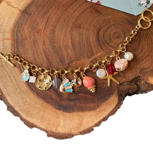 Wholesale Jewelry Copper Pearl Shell Seabed Biological Pendant Goldplated Colorful Sweet Animal Zodiac Star Shape