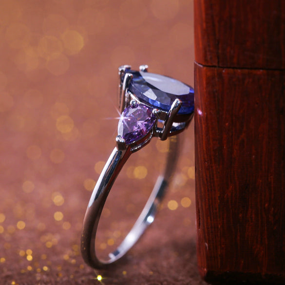 Wholesale Jewelry Copper Pearshaped Drop Inlaid Zircon Women's Ring