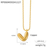 Wholesale Jewelry Copper Pendant 316L Stainless Steel Goldplated Necklace With Geometric And Letter Pattern And Rice Bead Chain
