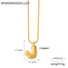 Wholesale Jewelry Copper Pendant 316L Stainless Steel Goldplated Necklace With Geometric And Letter Pattern And Rice Bead Chain