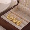 Wholesale Jewelry Copper Pendant 316L Stainless Steel Goldplated Necklace With Geometric And Letter Pattern And Rice Bead Chain