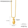 Wholesale Jewelry Copper Pendant 316L Stainless Steel Goldplated Necklace With Geometric And Letter Pattern And Rice Bead Chain