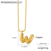 Wholesale Jewelry Copper Pendant 316L Stainless Steel Goldplated Necklace With Geometric And Letter Pattern And Rice Bead Chain