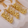 Wholesale Jewelry Copper Pendant 316L Stainless Steel Goldplated Necklace With Geometric And Letter Pattern And Rice Bead Chain