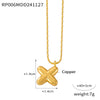 Wholesale Jewelry Copper Pendant 316L Stainless Steel Goldplated Necklace With Geometric And Letter Pattern And Rice Bead Chain