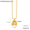 Wholesale Jewelry Copper Pendant 316L Stainless Steel Goldplated Necklace With Geometric And Letter Pattern And Rice Bead Chain