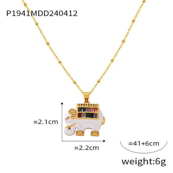 Wholesale Jewelry Copper Pendant 316L Stainless Steel Necklace With Geometric And Animal Pattern And Electroplating Treatment