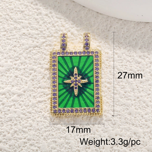 Wholesale Jewelry Copper Pendant With Rainbow Love Jade Cosmic Star And Heart Shape Zirconia Design