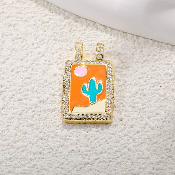Wholesale Jewelry Copper Pendant With Rainbow Love Jade Cosmic Star And Heart Shape Zirconia Design