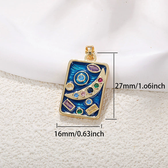 Wholesale Jewelry Copper Pendant With Rainbow Love Jade Cosmic Star And Heart Shape Zirconia Design