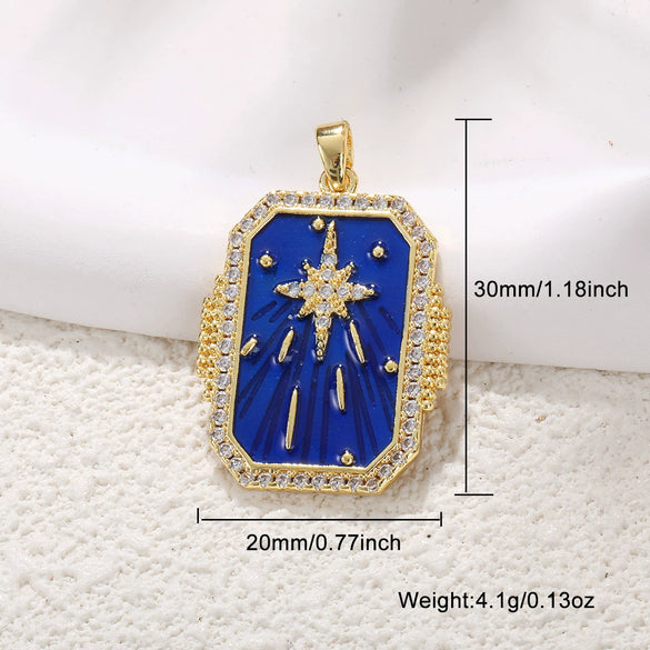 Wholesale Jewelry Copper Pendant With Rainbow Love Jade Cosmic Star And Heart Shape Zirconia Design