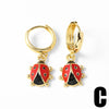 Wholesale Jewelry Copper Plated Gold Fruit Cherry Insect Pendant Earrings For Women With Electroplating