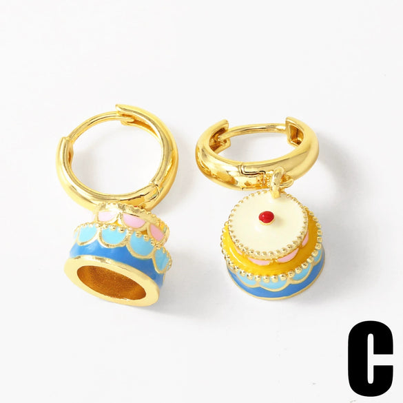 Wholesale Jewelry Copper Plated Gold Fruit Love Cross Earrings For Women