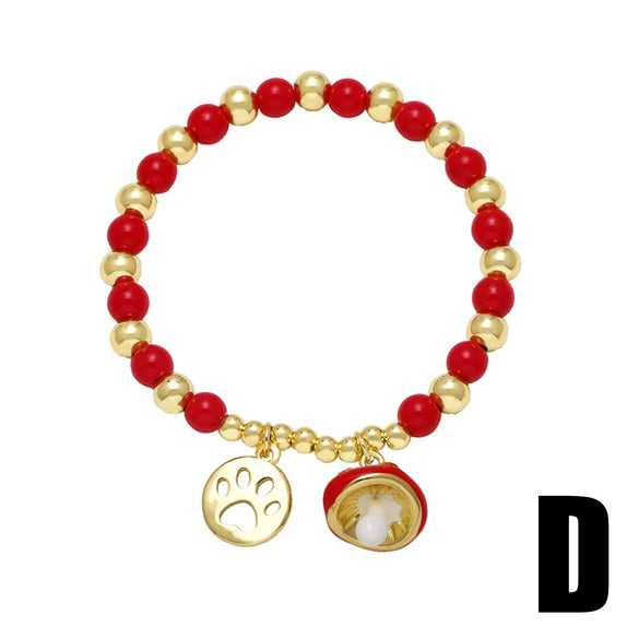 Wholesale Jewelry Copper Plated Gold Fruit Strawberry Mushroom Pendant Bracelet Unisex